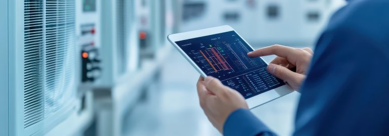 Auditor com tablet na mão
